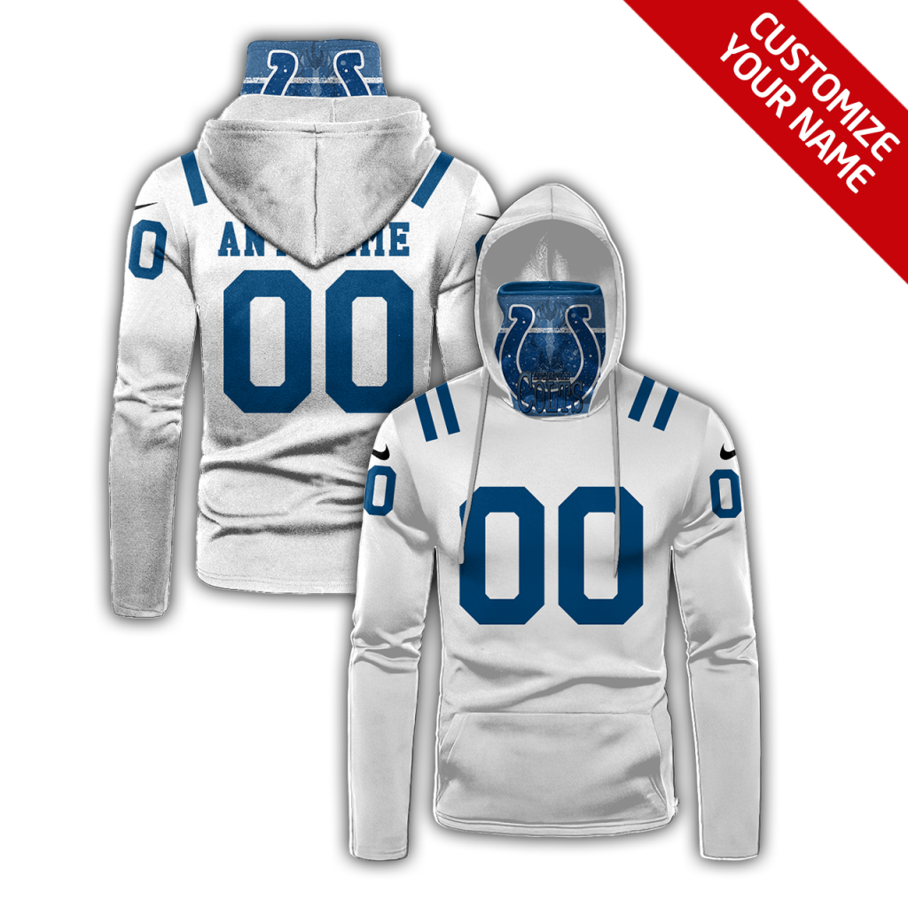 Men's Indianapolis Colts 2020 White Customize Hoodie Mask
